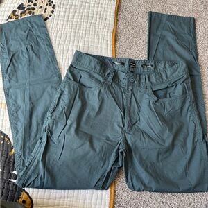 Men’s blue prana cotton pants, size 32x32, wear on the knees
